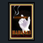 Art Deco Cuban "Habanas" Cigar och 13 x 19 Poster<br><div class="desc">Vintage Kubansk Cigar Art Deco-reklam Habanas 13 x 19</div>