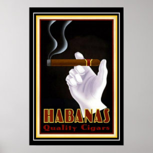 Art Deco Cuban "Habanas" Cigar och 13 x 19 Poster