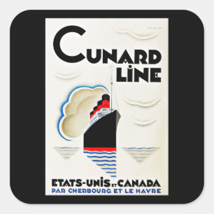 Art Deco Cunard Line Fyrkantigt Klistermärke