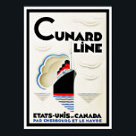 Art Deco Cunard Line Poster<br><div class="desc">Vintage Art Deco-reseaffisch för en Cunard Line:s transatlantiska tjänster i Fransk Reklam för Etats-Unis et Canada par Cherbourg et Le Havre</div>