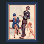 Art Deco Cupid och par från 1920 Poster<br><div class="desc">1920:s Fransk,  Art Deco-utskrift av Cupid och 11x14 visas. Finns i andra storlekar.</div>