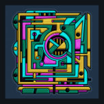 Art Deco Cyberpunk Geometric Fusion Poster<br><div class="desc">Den här poster har designen Maverikamera. Den här slående designen har en djärv blandning av konsthändelse och cyberpunk vibrancy,  visar upp intrikat geometriskt mönster i neoncyan,  metallisk guld och levande fuchsia. Perfekt för moderna konstentusiaster och fläkt av estetik i futuristiskan,  detta biet ger alla förutsättningar dynamisk energi och sofistikering.</div>