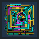 Art Deco Cyberpunk Geometric Fusion Poster<br><div class="desc">Den här poster har designen Maverikamera. Den här slående designen har en djärv blandning av konsthändelse och cyberpunk vibrancy,  visar upp intrikat geometriskt mönster i neoncyan,  metallisk guld och levande fuchsia. Perfekt för moderna konstentusiaster och fläkt av estetik i futuristiskan,  detta biet ger alla förutsättningar dynamisk energi och sofistikering.</div>