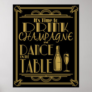 Art Deco: Dags att dricka champagne Poster