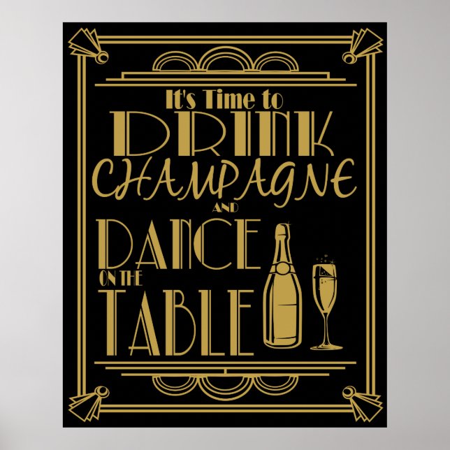 Art Deco: Dags att dricka champagne Poster (Framsidan)