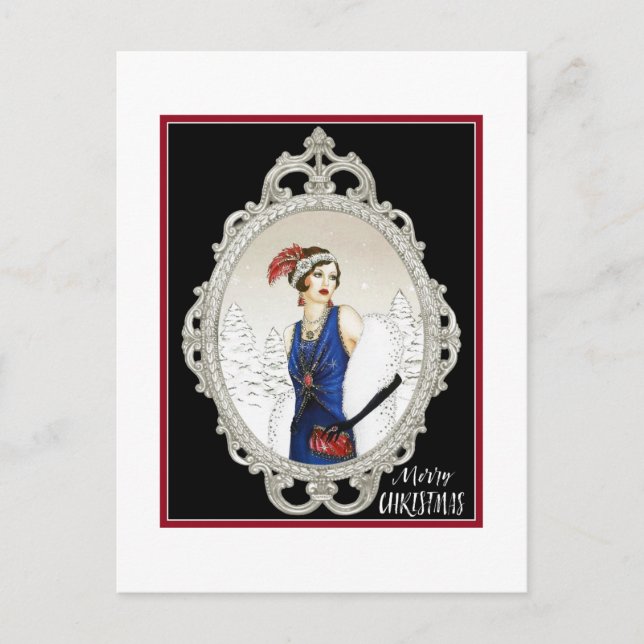 Art Deco Dam 1920-talet Vykort (Framsida)