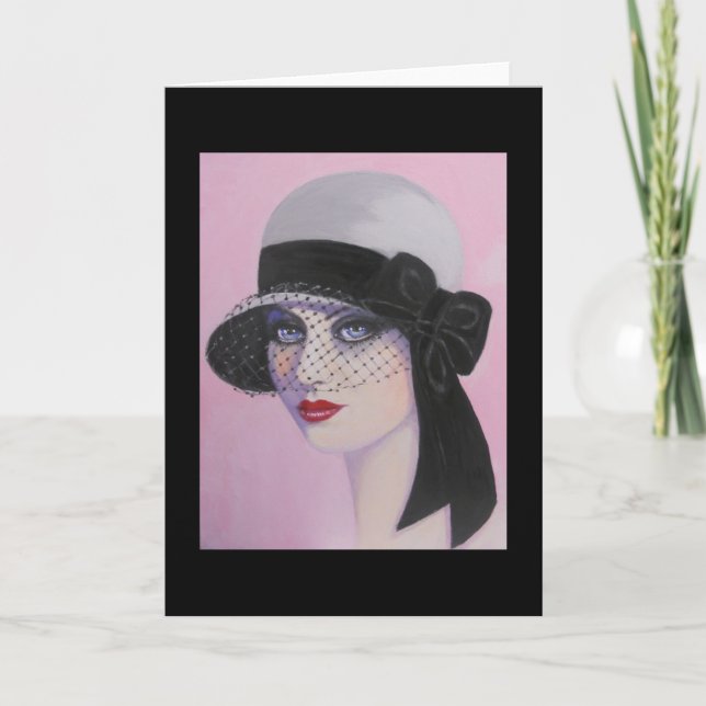 Art déco dam av elegans, noterar kortet kort (Framsida)