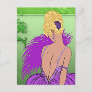 Art Deco Dam - BIANCA: Vår Lilac Vykort