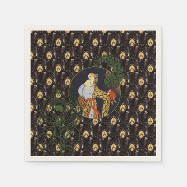 Art Deco dam Cocktail Papper Napkins Pappersservett (Framsidan)