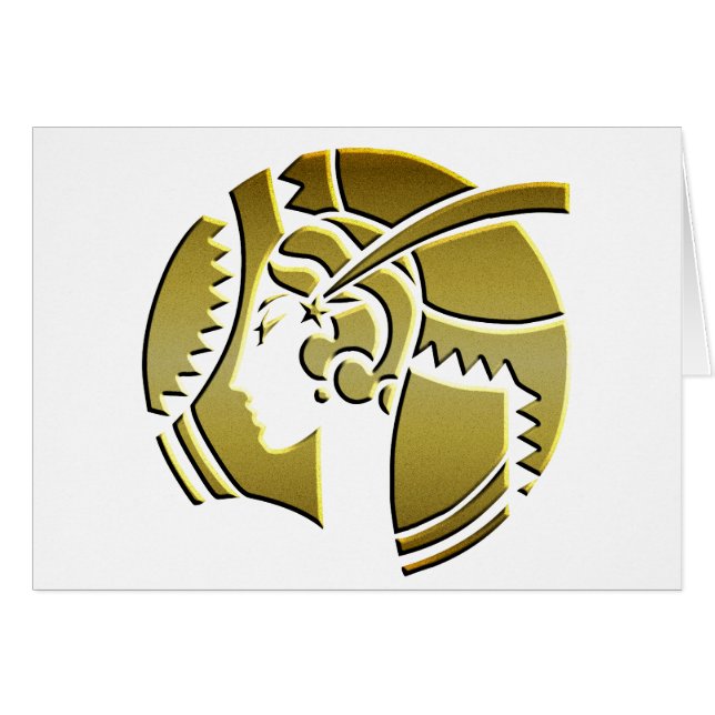 Art Deco Dam i Guld Hälsningskort (Framsidan Horizontal)