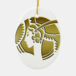 Art Deco Dam i Guld Julgransprydnad Keramik