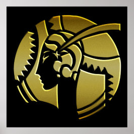 Art Deco Dam i Guld Poster