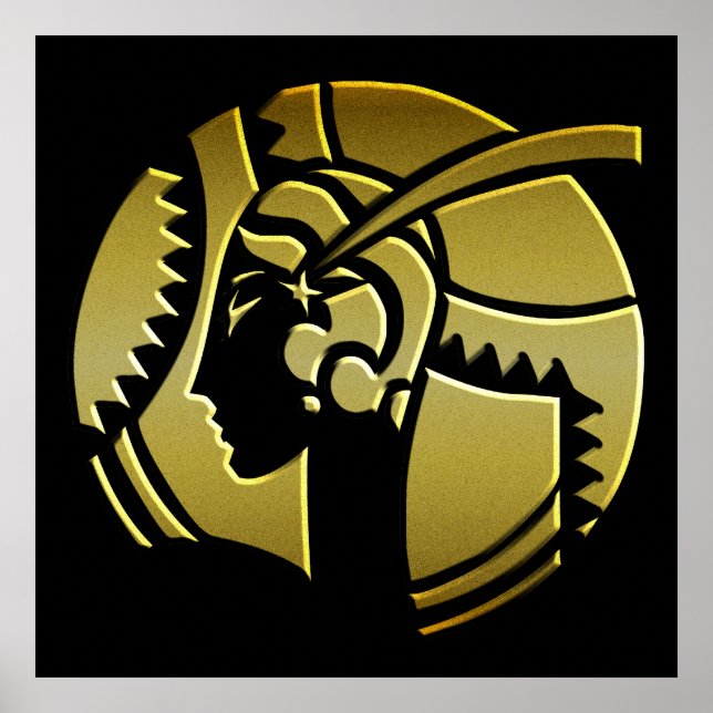 Art Deco Dam i Guld Poster (Framsidan)