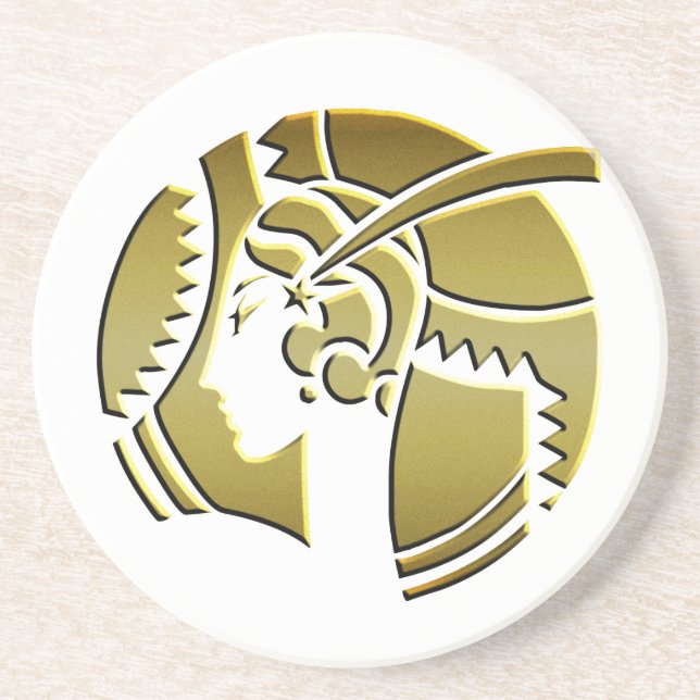 Art Deco Dam i Guld Underlägg Sandsten (Framsidan)