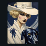 Art Deco Dam in White with Black Hund, Gatsby Era Poster<br><div class="desc">Det här är en originaldesign av Art Deco som skapas av Celtic Brother Design.</div>