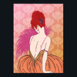 Art Deco Dam med Damask - BIANCA: Melon Melange Poster<br><div class="desc">Vår vackra Bianca är klädd i en fullt kjol och hennes överdel har band som består av jevelsträngar. Hon håller en fläkt av fjädrar och sitter mot en bakgrund av en rik damm. Biancas hår är en massa krukor i ett fantastiskt skådespel som hålls i ställe med ett fläkt-format hårklipp....</div>