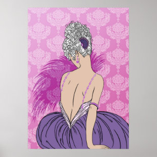 Art Deco Dam med Damask - BIANCA: Paristiskt plomm Poster