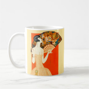 art deco dam med fläkt kaffemugg