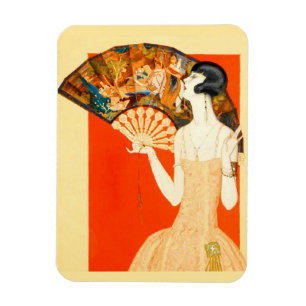 art deco dam med fläkt magnet