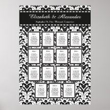 Art Deco Damask bröllopsdiagram 15 Bord