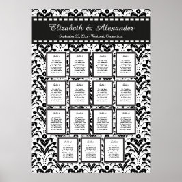 Art Deco Damask bröllopsdiagram 15 Bord Poster