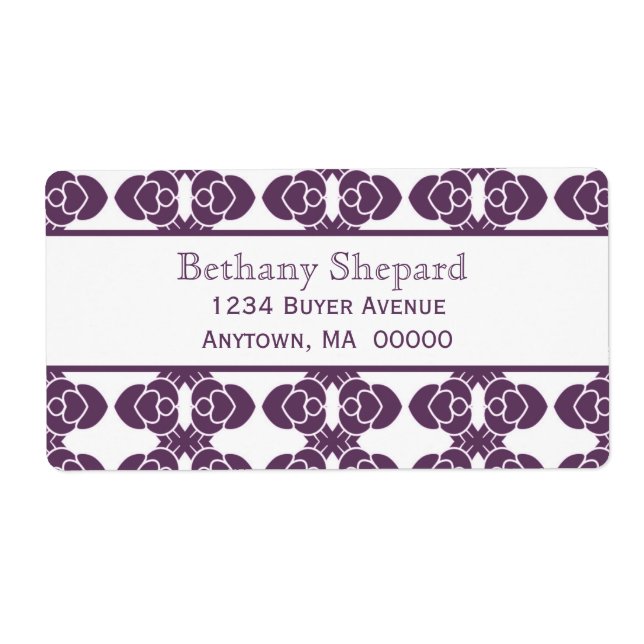 Art Deco Damask Shipping Label Fraktsedel (Framsidan)