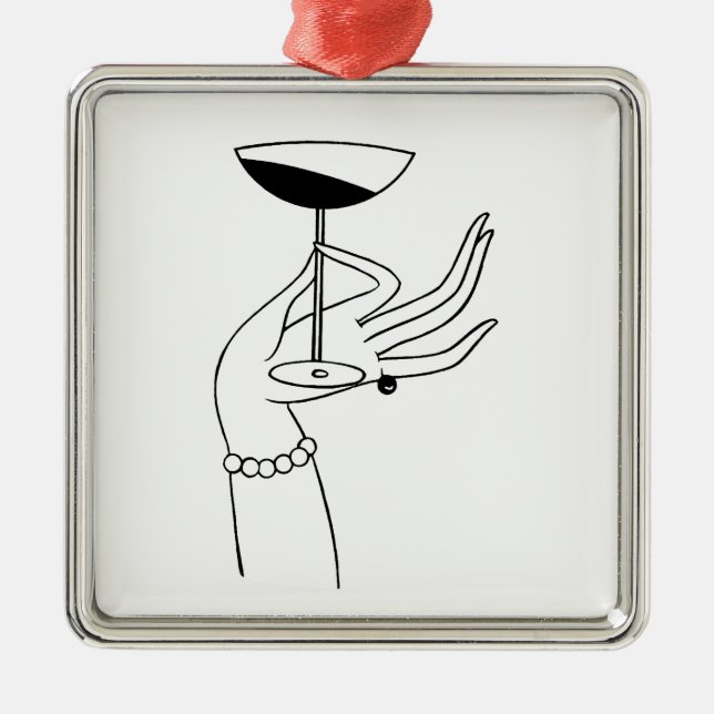 Art Deco Damhand som håller champagneglas Julgransprydnad Metall (Framsidan)