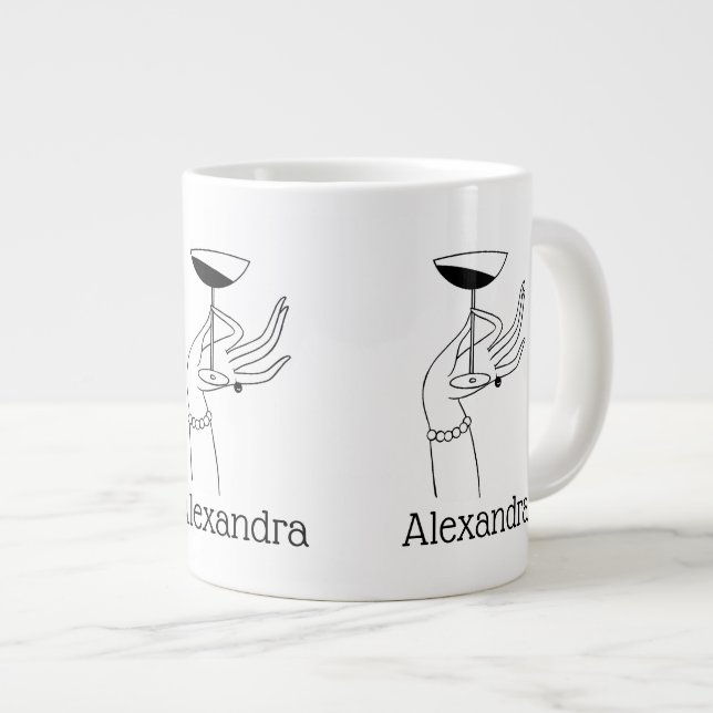 Art Deco Damhand som håller champagneglas Jumbo Mugg (Framsida höger)