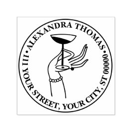 Art Deco Damhand som håller champagneglas Självfärgande Stämpel