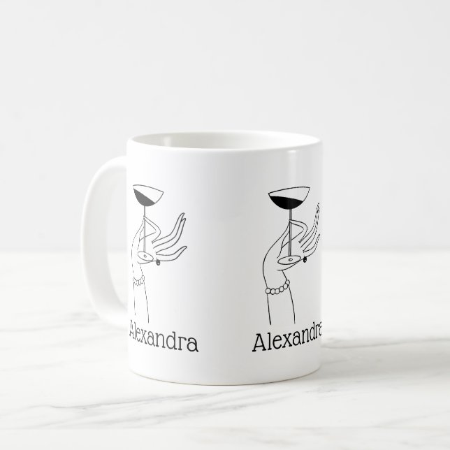Art Deco Dam's Hand Holding Champagne Glass Kaffemugg (Framsida vänster)