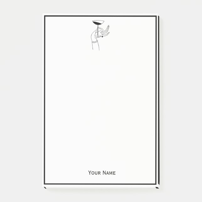 Art Deco Dam's Hand Holding Champagne Glass Post-it Block (Framsida)