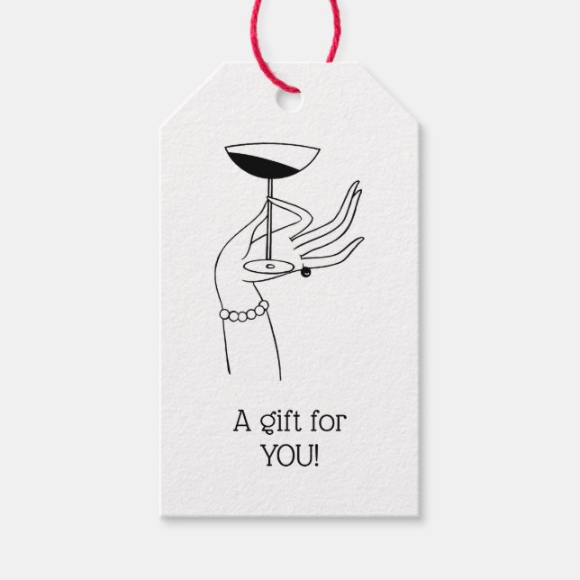 Art Deco Dam's Hand Holding Champagne Glass Presentetikett (Framsidan)