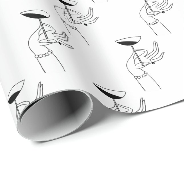 Art Deco Dam's Hand Holding Champagne Glass Presentpapper (Rullad Hörn)