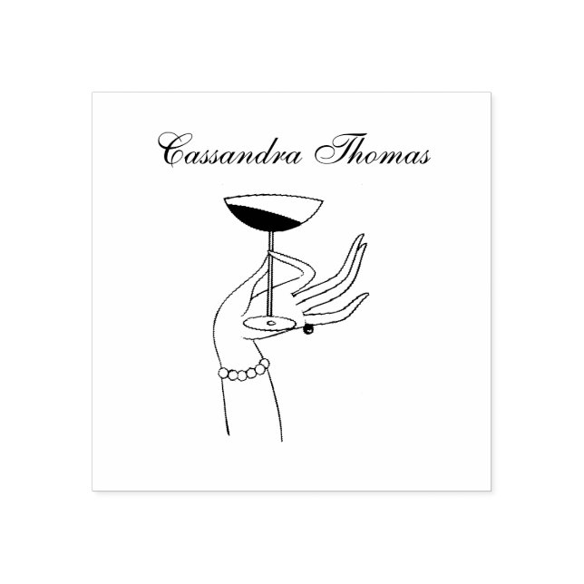 Art Deco Dam's Hand Holding Champagne Glass Stämpel (Tryck)