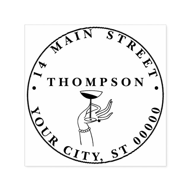 Art Deco Dam's Hand med champagne Glass adress Självfärgande Stämpel (Design)