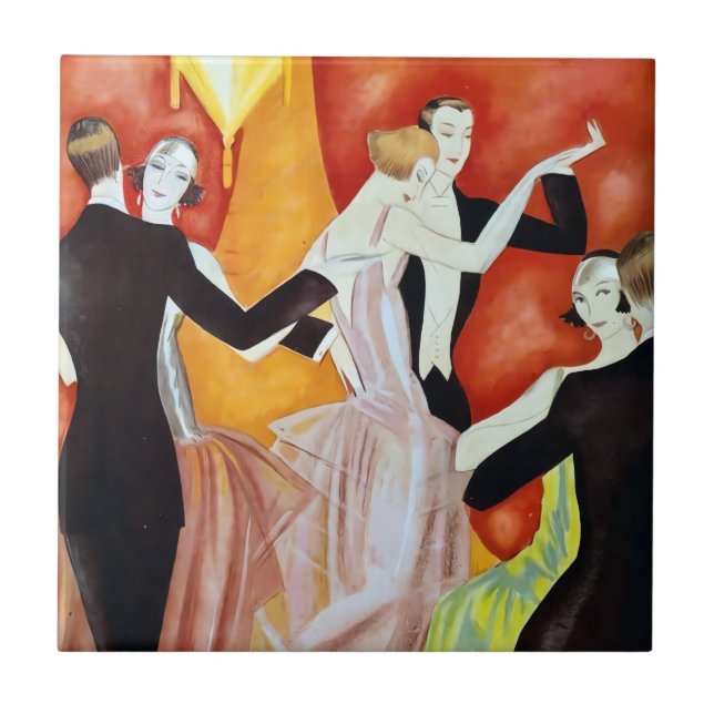 Art Deco Dancing Couples 1920s Ballroom  Kakelplatta (Framsidan)