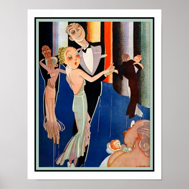 Art Deco Dancing Par från 1930 Poster (Framsidan)