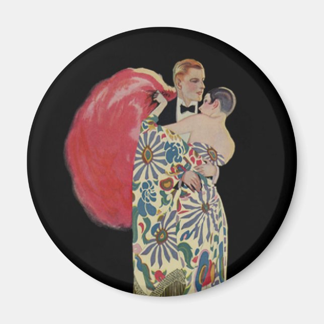 Art Deco Dancing, Vintage Kärlek och Romantik Magnet (Framsidan)