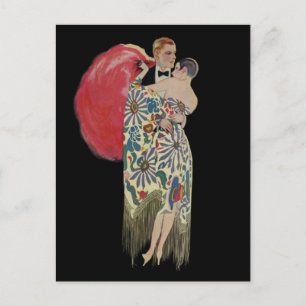 Art Deco Dancing, Vintage Kärlek och Romantik Vykort