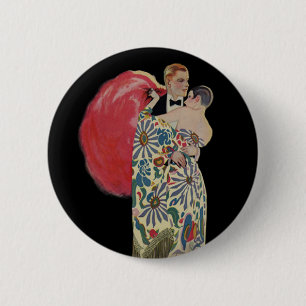 Art Deco Dans, Vintage Kärlek och Romantik Knapp