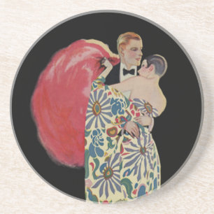 Art Deco Dans, Vintage Kärlek och Romantik Underlägg Sandsten