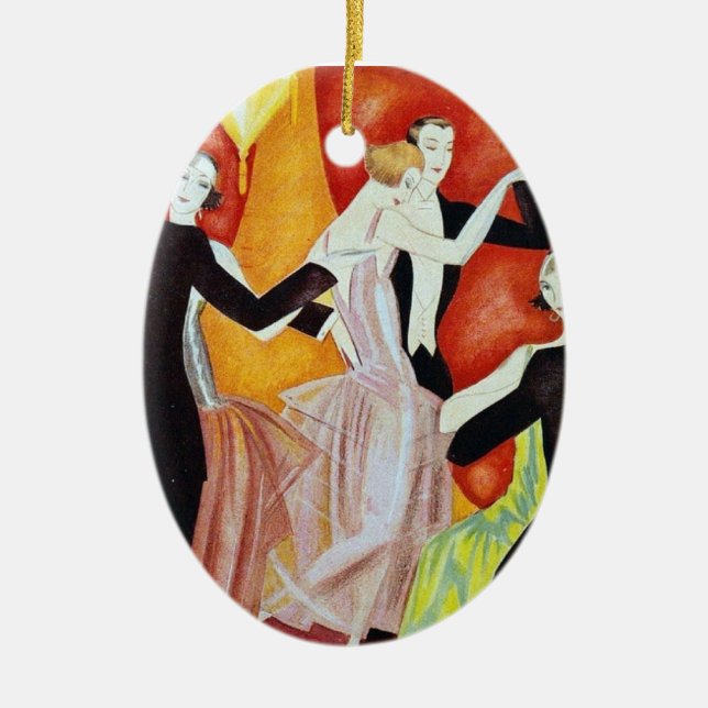 Art Deco Dansande Par 1920-Talets Ballsal Julgransprydnad Keramik (Framsidan)
