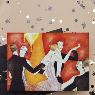 Art Deco Dansande Par 1920-Talets Ballsal Kort
