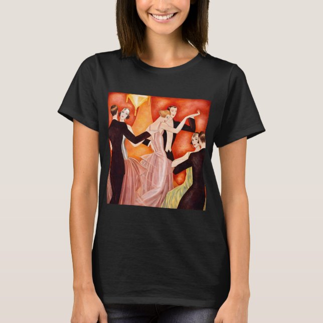 Art Deco Dansande Par 1920-Talets Ballsal T Shirt (Framsida)