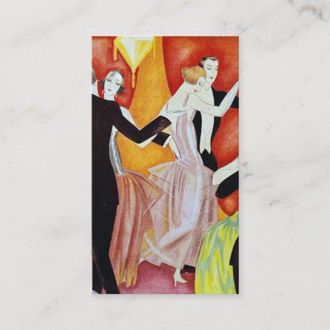 Art Deco Dansande Par 1920-Talets Ballsal Visitkort (Framsida)