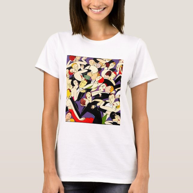 Art Deco Dansande Par Mönster | 1920-talets Jazzål Tee Shirt (Framsida)