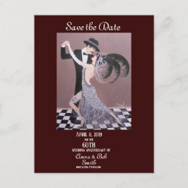 Art Deco-dansare, spara datum, vykort