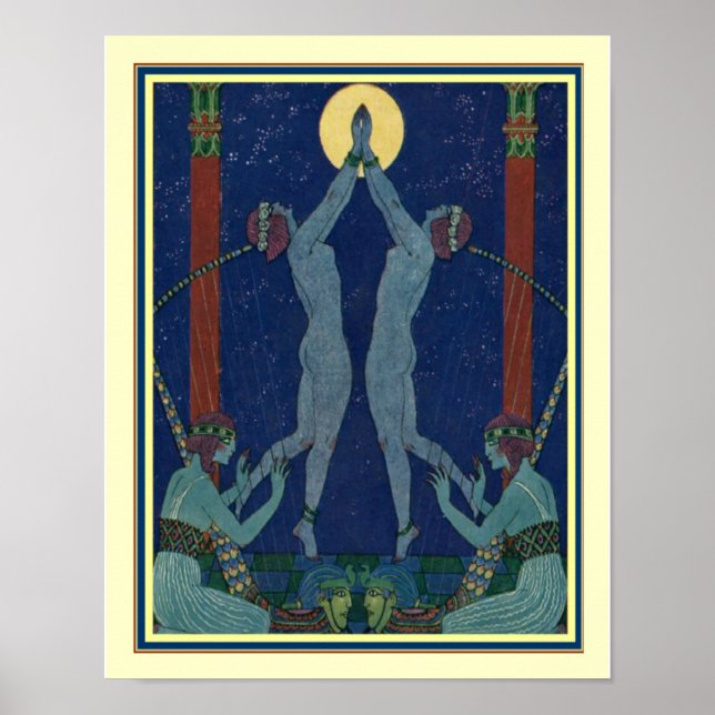 Art Deco "Danses de Jadis" av George Barbier Poster (Framsidan)