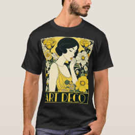 Art Deco Day Woman & Flowers T Shirt
