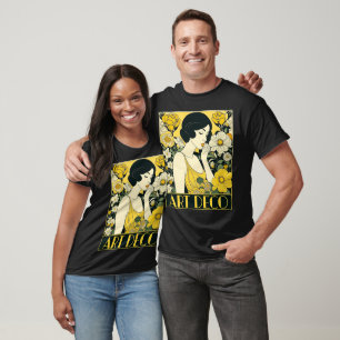 Art Deco Day Woman & Flowers T Shirt
